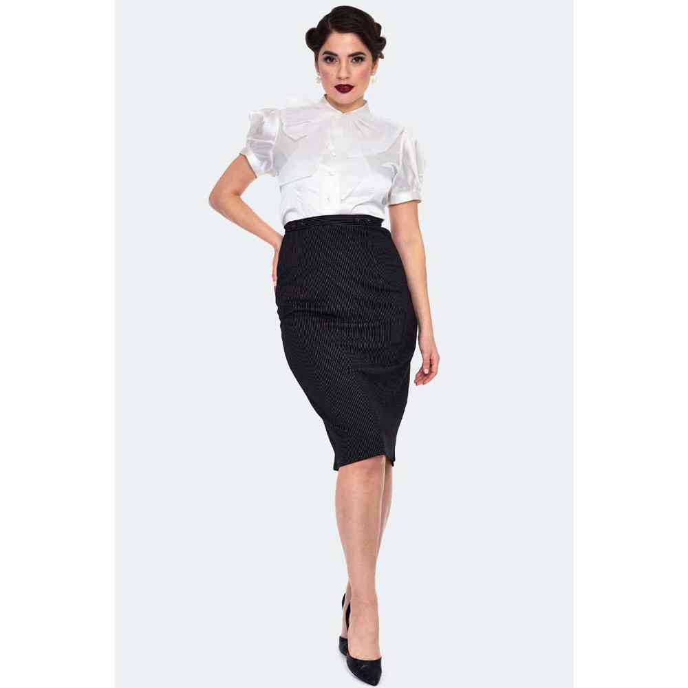 Voodoo Vixen - Satin With Organza Bow Bluse - Weiß